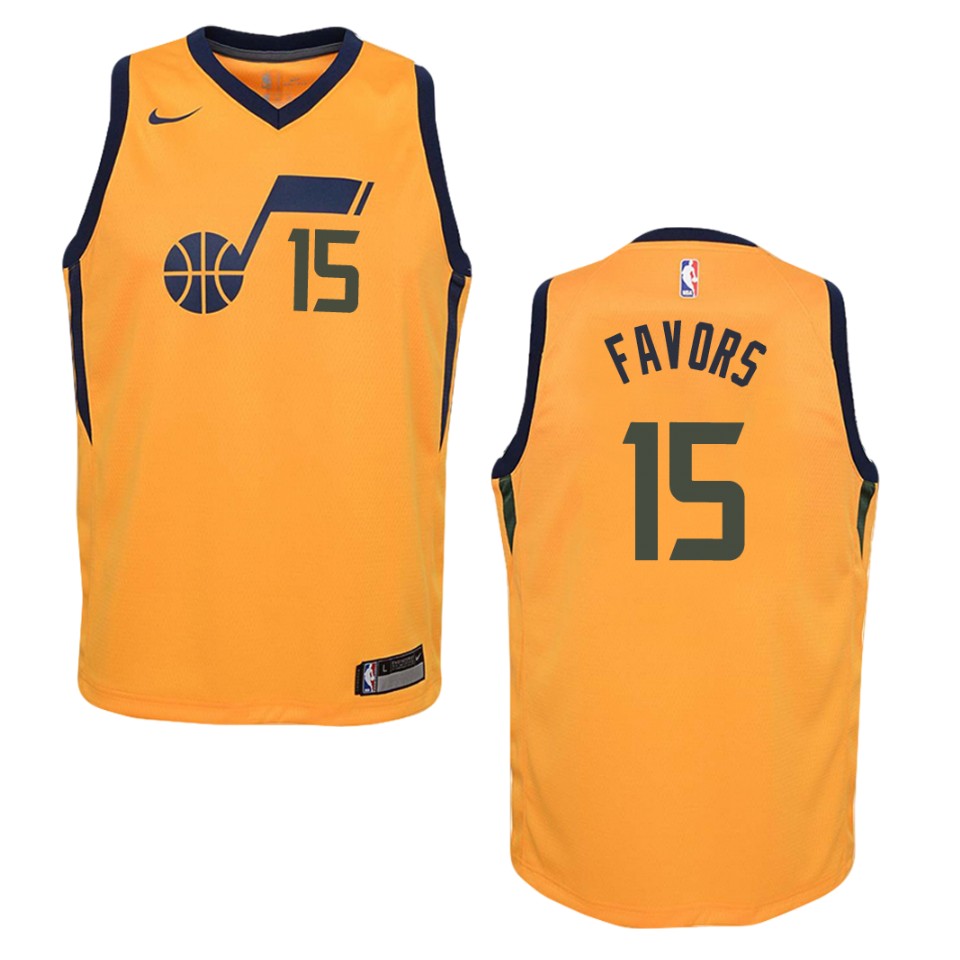 Youth Utah Jazz #15 Derrick Favors Statement Swingman Jersey - Gold