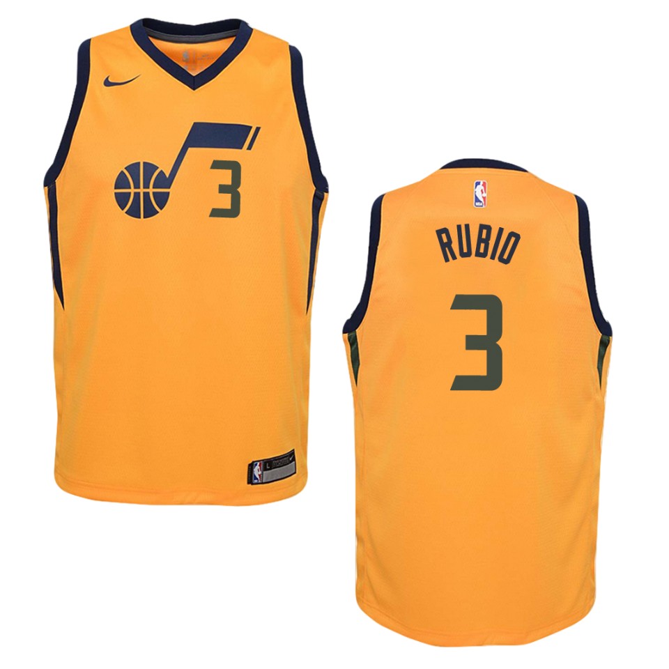 Youth Utah Jazz #3 Ricky Rubio Statement Swingman Jersey - Gold