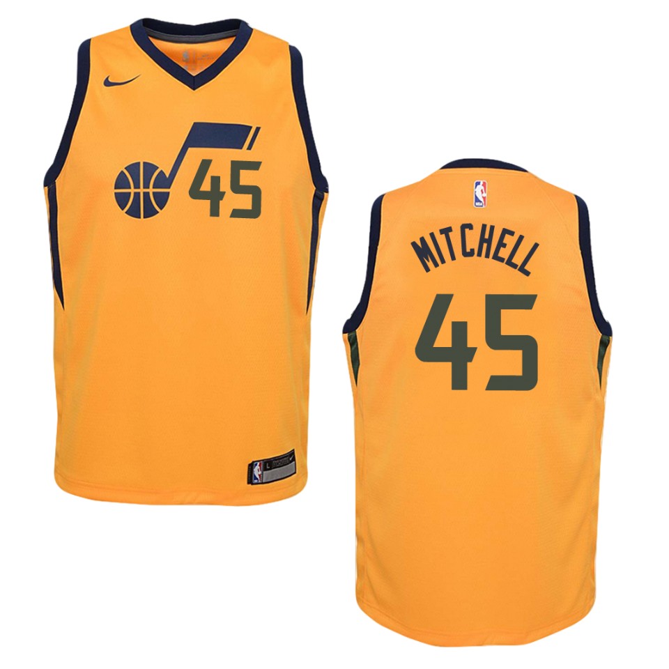 Youth Utah Jazz #45 Donovan Mitchell Statement Swingman Jersey - Gold